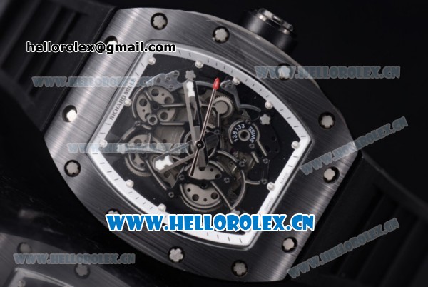 Richard Mille RM 055 Miyota 9015 Automatic PVD Case with Skeleton Dial Dot Markers and Black Rubber Strap - Click Image to Close